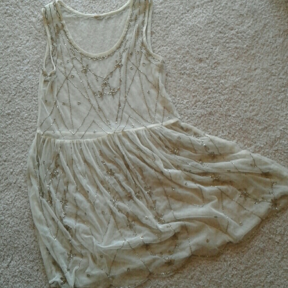 EUC Free People Beaded Mesh Slip Gypsy Style